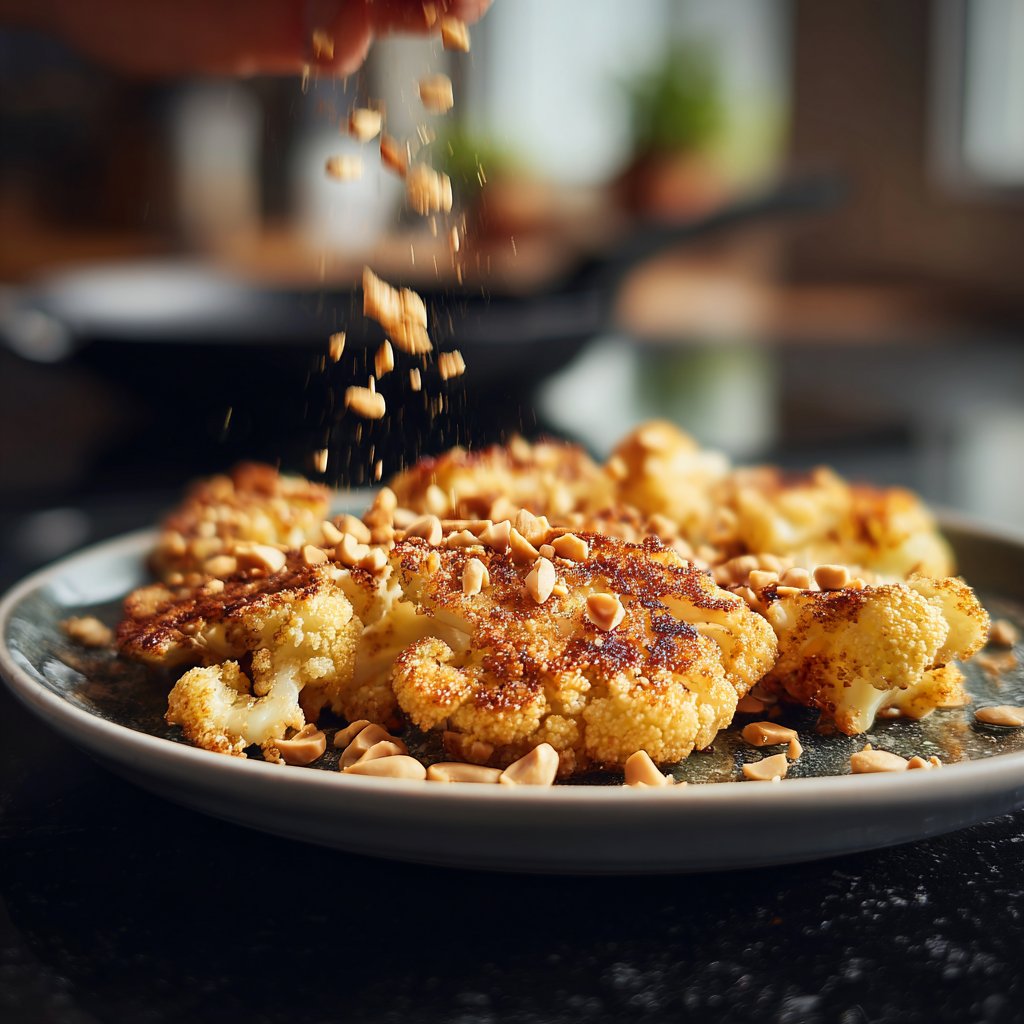 Blumenkohlpfanne mit Erdnüssen
