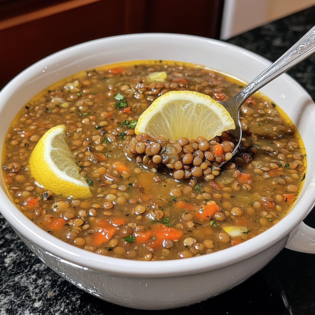 Linsensuppe mit Zitrone