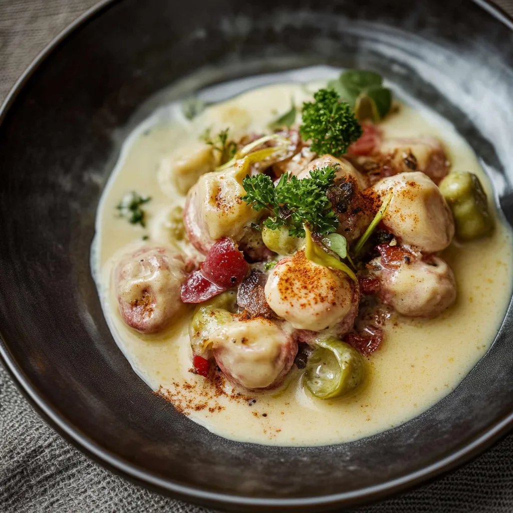 Rahm-Rosenkohl mit Speck und cremiger Soße