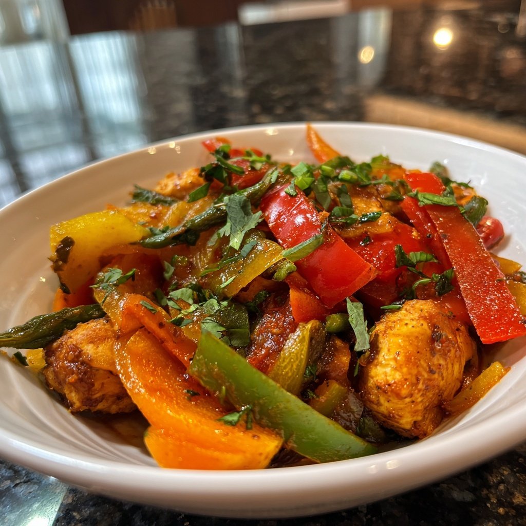 Kalorienarme Gemüsepfanne Mit Hähnchen