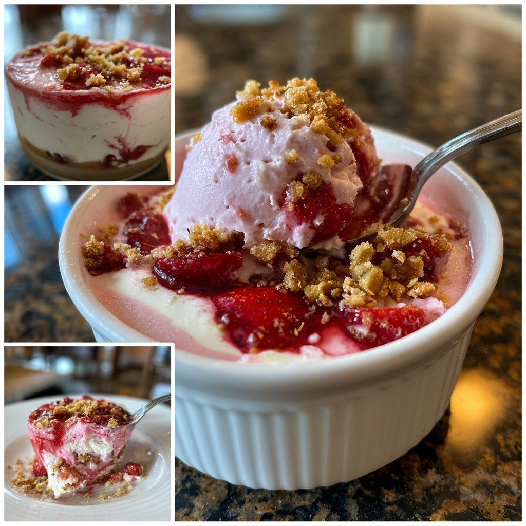 Erdbeer Quark Dessert Mit Knusper Topping