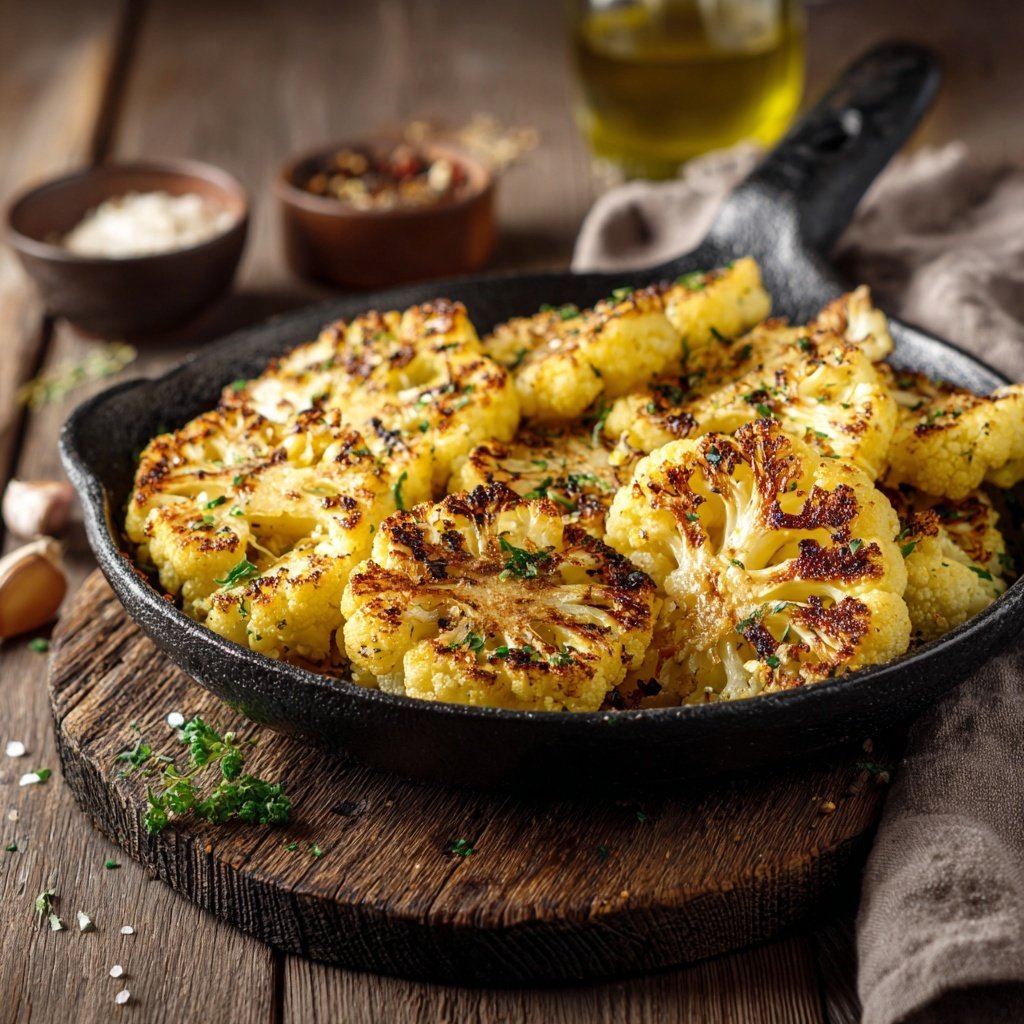 Blumenkohl Pfanne Mit Zitronen Knoblauch Öl