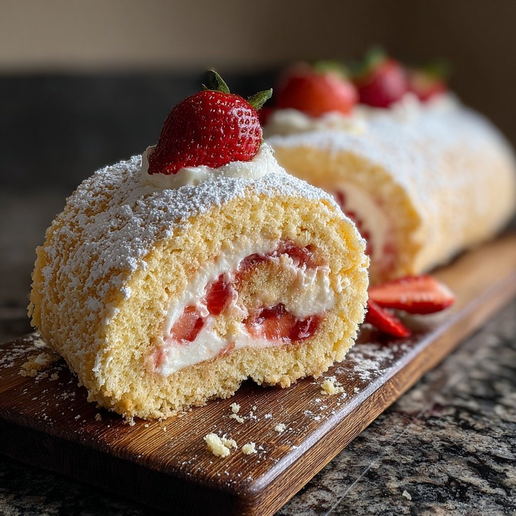 Erdbeer Biskuitrolle