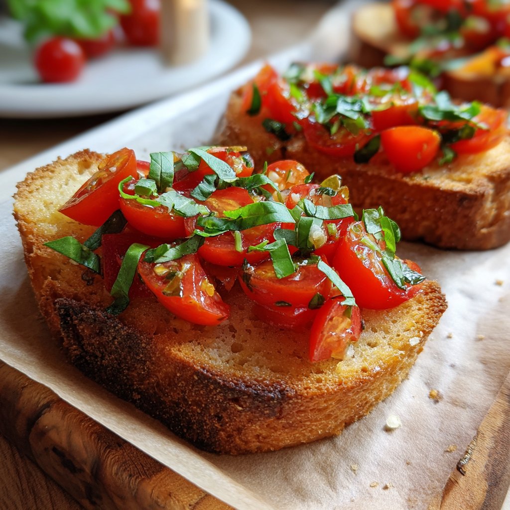 Bruschetta mit Tomaten und Basilikum