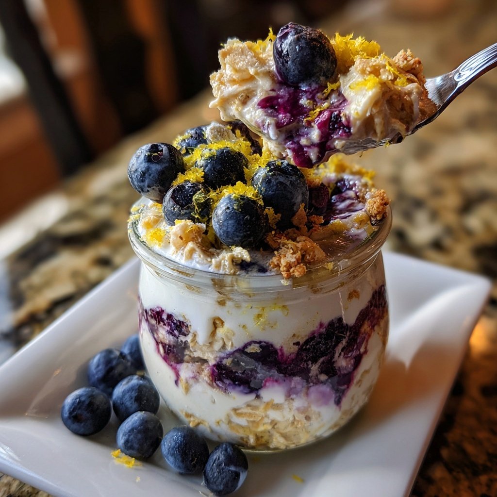 Blaubeer-Zitronen Overnight Oatmeal