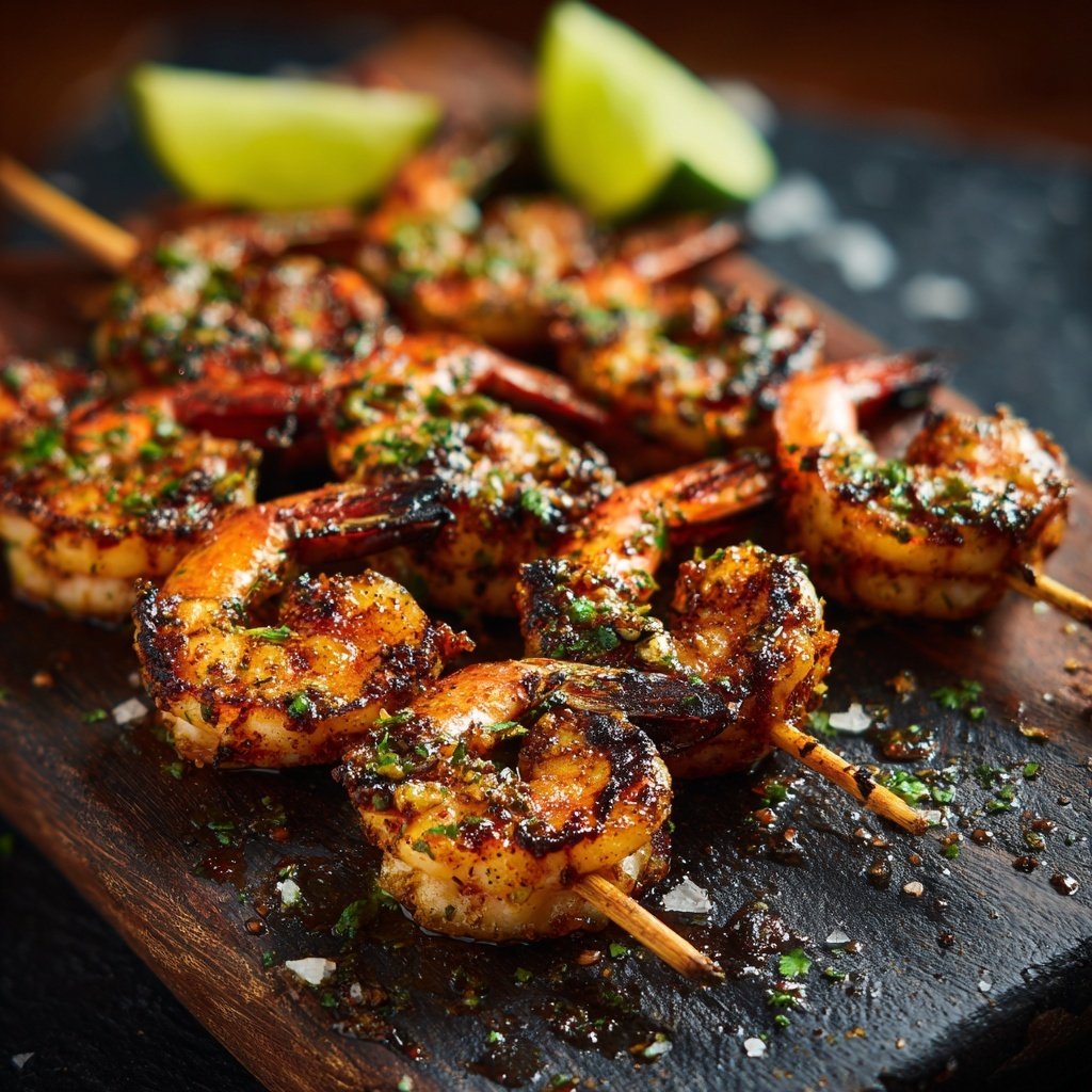 Gegrillte Garnelen Spieße Mit Limette