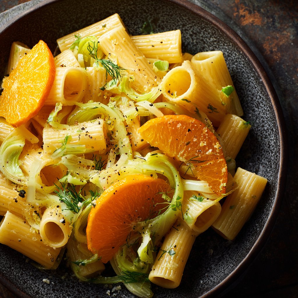 Rigatoni mit Fenchel und Orange